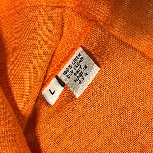 VIA NO 9 Large Lisa Orange 100% Linen Dress Vacation Coastal Sleeveless Summer - Picture 4 of 7